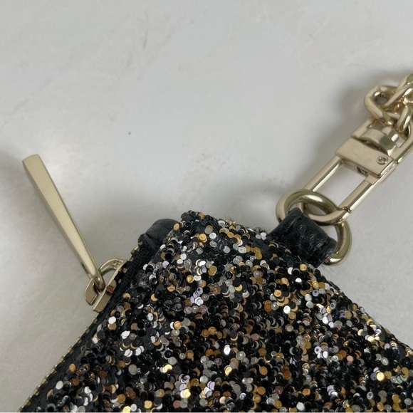 EXPRESS Y2K Gold Silver Black Glitter Sparkle Zip Wristlet Clutch - Picture 5 of 16